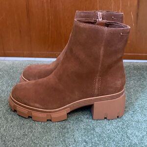 Steve Madden Brown Suede Chunky Heel Ankle Boots - Women's